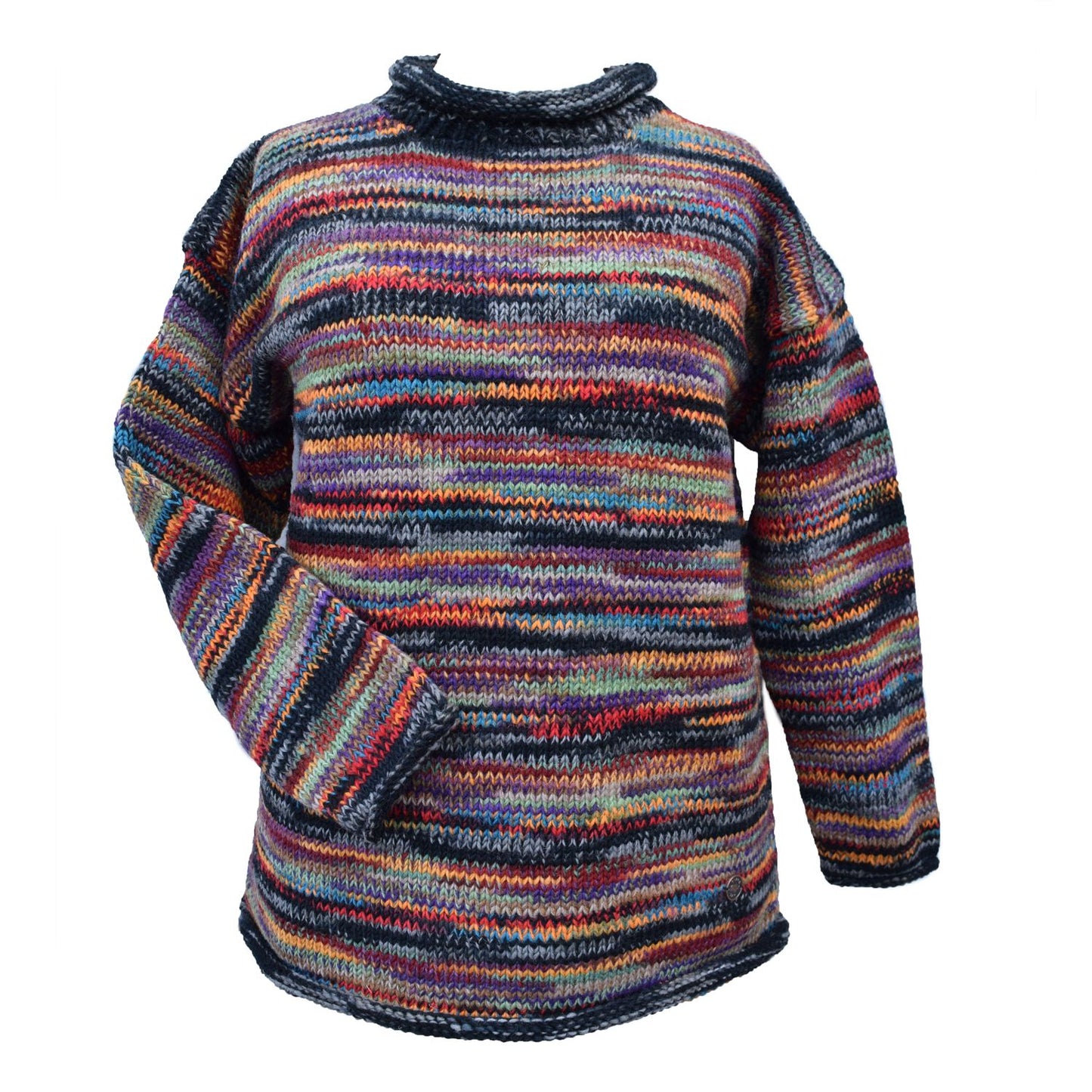 Yak Thick Wool Jumper - Grey Multicoloured