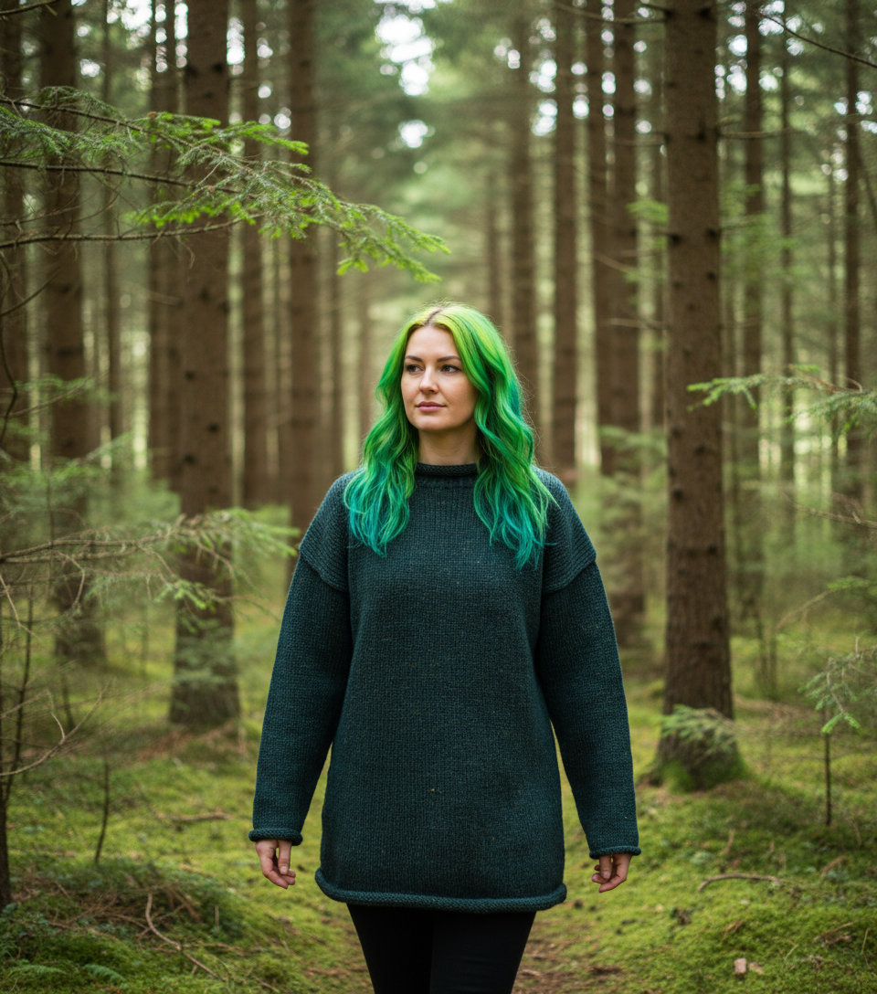 Yak Thick Wool Forest Green Jumper