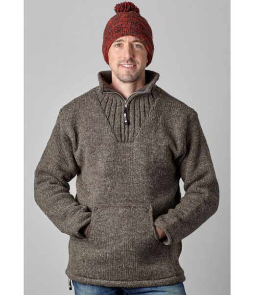 Natural Thick Wool  Pull on Jumper Yak Wool - Charcoal Grey