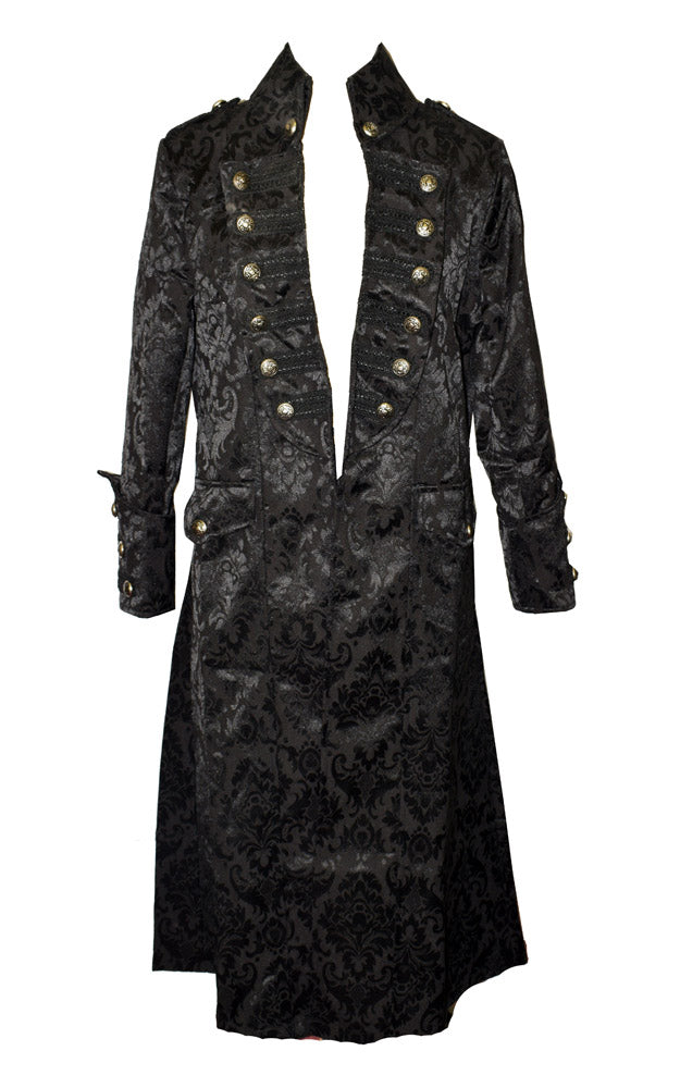 Military Pirate Steampunk - Heavy Brocade Jacket Goth Victorian - Black