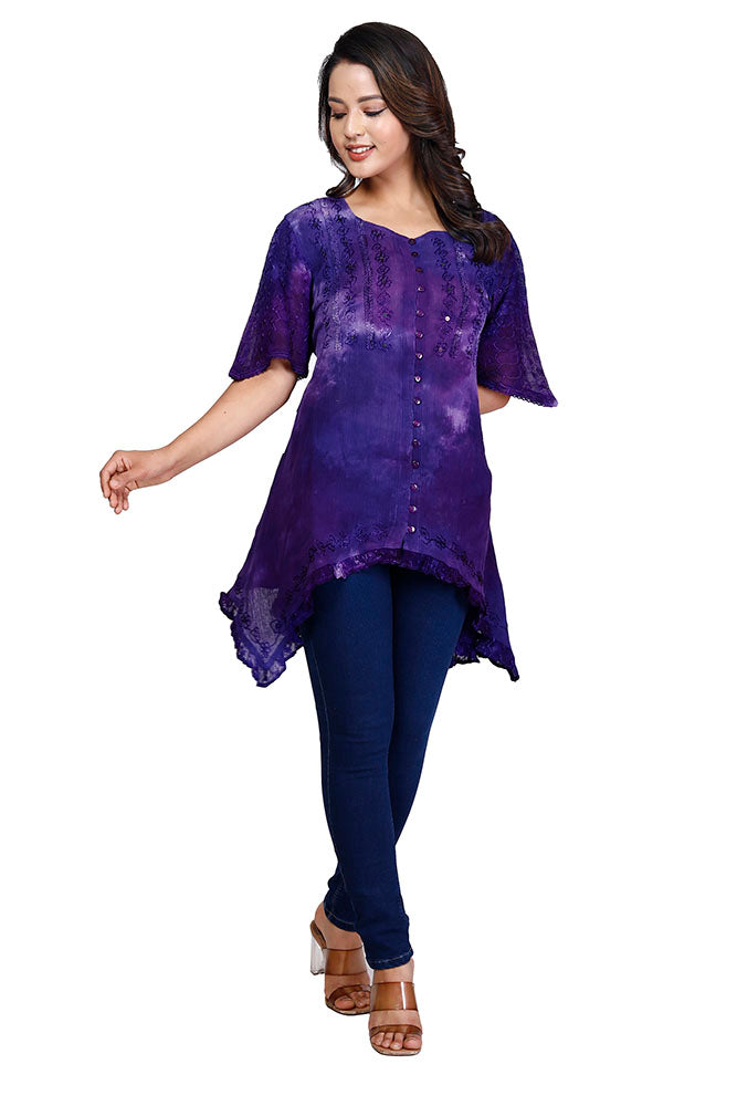 Cheesecloth Top Purple