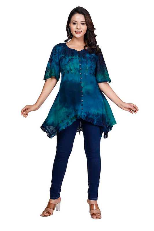 Cheesecloth Top Teal Mix