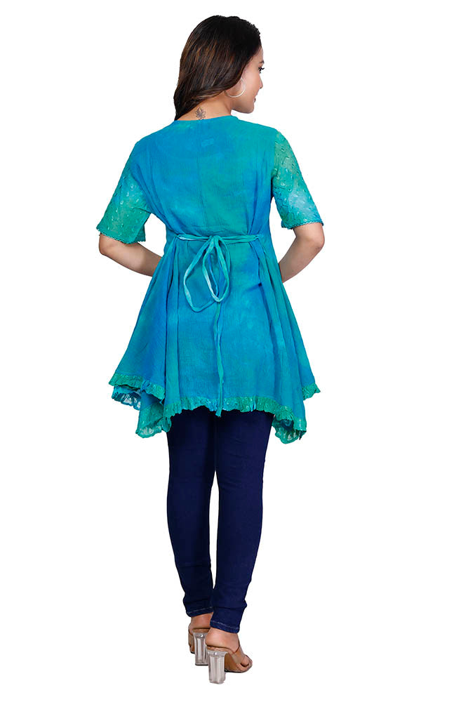 Cheesecloth Top Turquoise