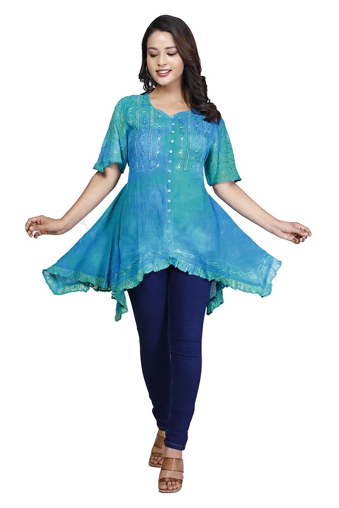 Cheesecloth Top Turquoise