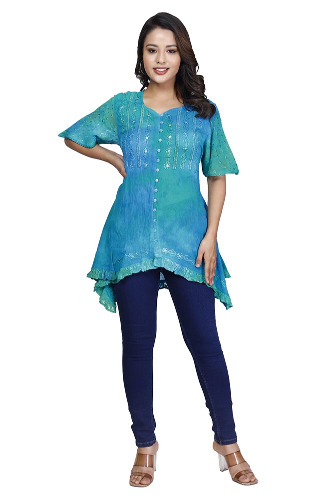 Cheesecloth Top Turquoise
