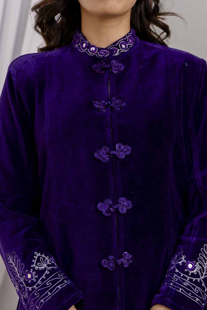 Velvet Coat Long - Rich Purple