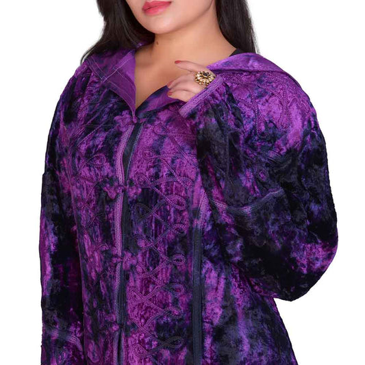 Purple Crushed Velvet Hooded Jacket