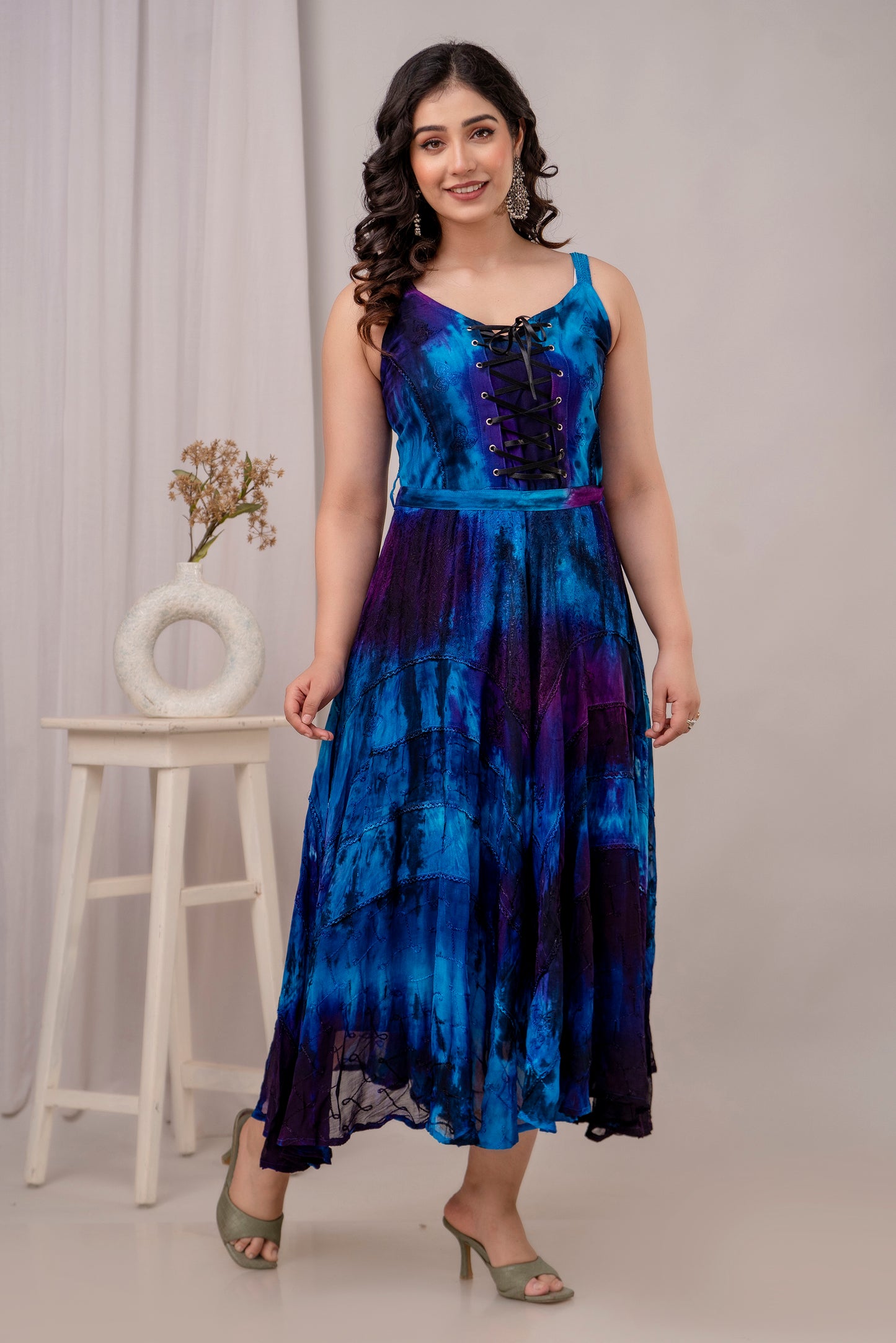 Lace Up Dress Blue/Purple Multi
