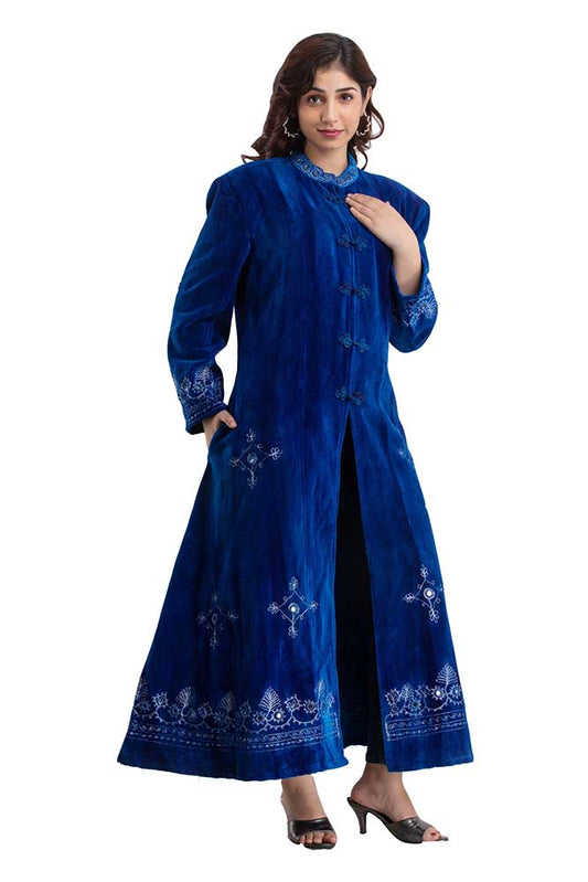Velvet Coat Long - Midnight Blue