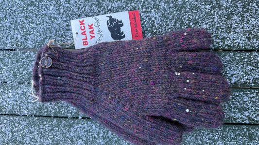 Yak Wool Fleece Lined Fingerless Gloves – Heather