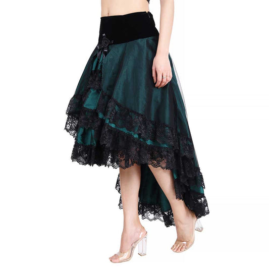 Green Satin Skirt Steampunk / Pirate