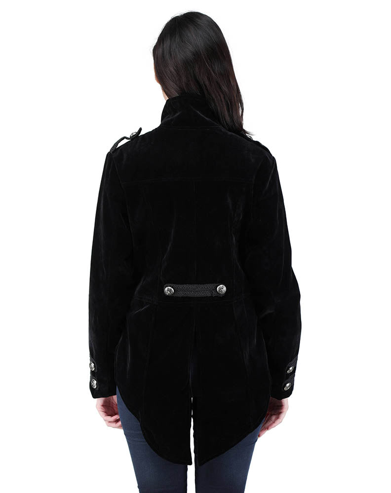 Steampunk Military Velvet Jacket Tailcoat - Black