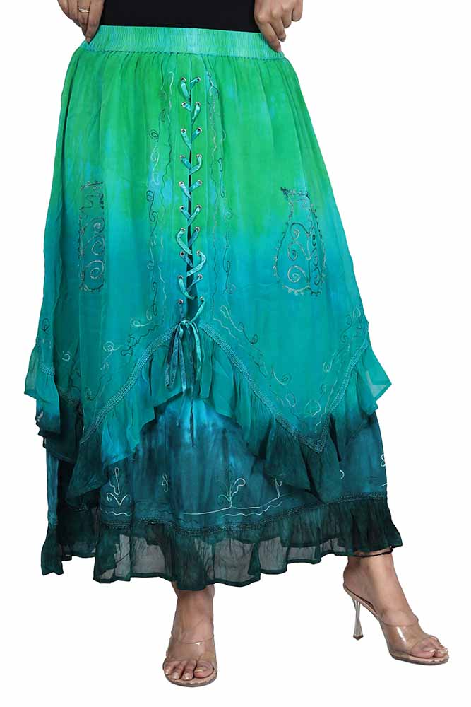 Eyelet Skirt Green/Teal Dip Dye