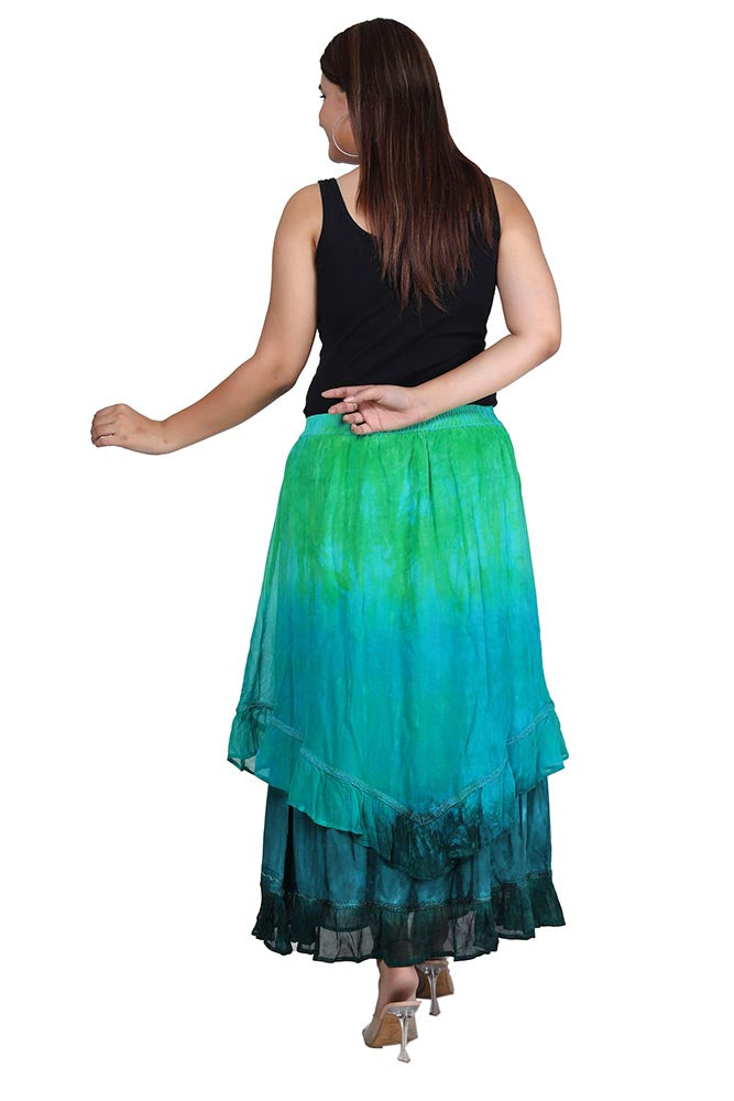 Eyelet Skirt Green/Teal Dip Dye