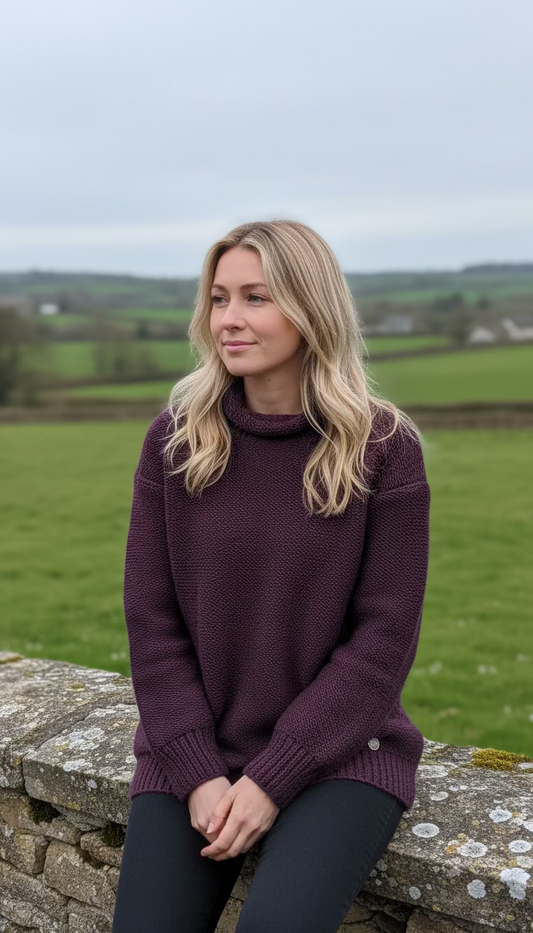 Yak Thick Wool Aubergine Purple Jumper