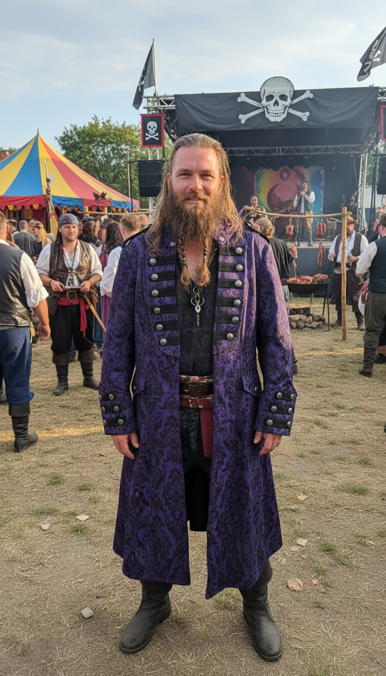 Purple Steampunk Pirate Long Victorian Brocade Coat – Gothic Jacket