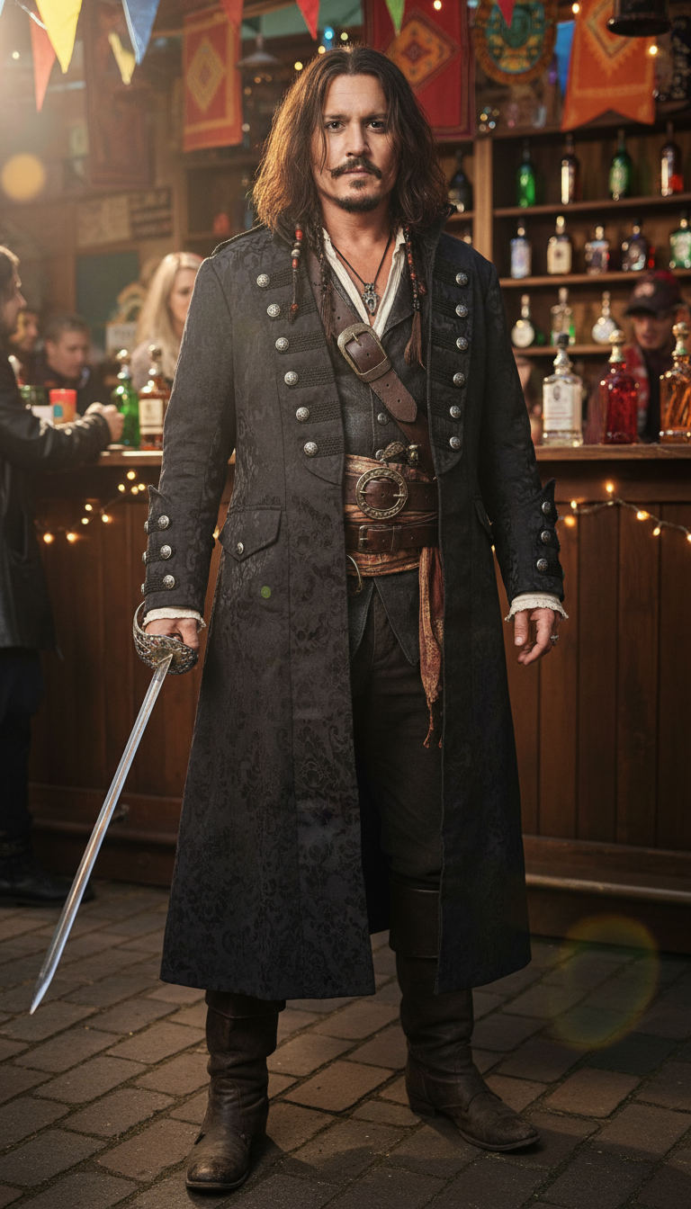 Military Pirate Steampunk - Heavy Brocade Jacket Goth Victorian - Black