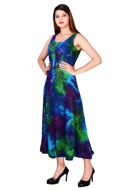 Summer Dress Blue Lime Mix