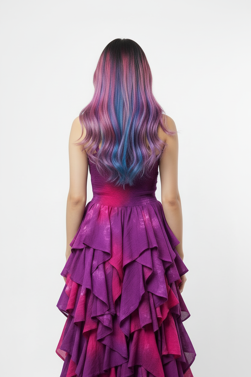 Sky Long Tiered Dress - Berry Mix