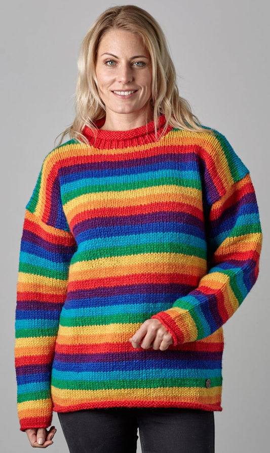 Natural Thick Wool Jumper Yak Wool - Rainbow