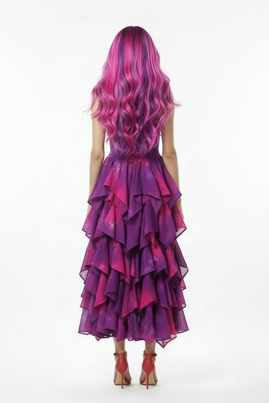 Sky Long Tiered Dress - Berry Mix