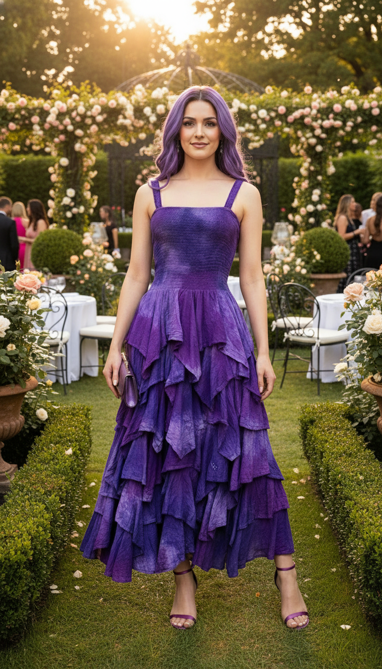 Sky Dress – Purple Cotton Handkerchief Maxi Dress | Fit & Flare Summer Style