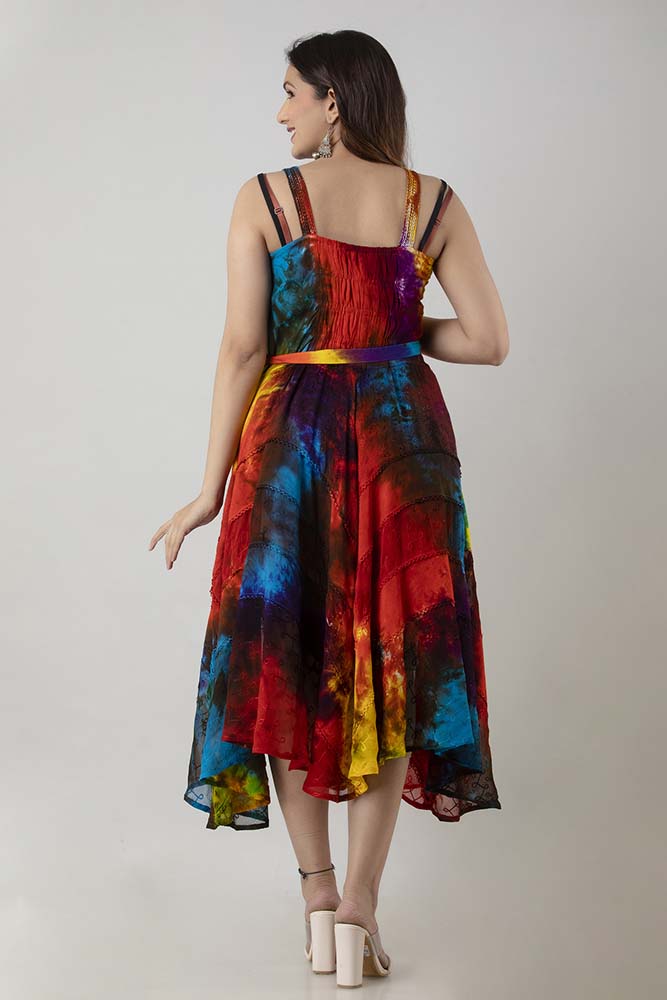 Lace Up Dress Fire Rainbow