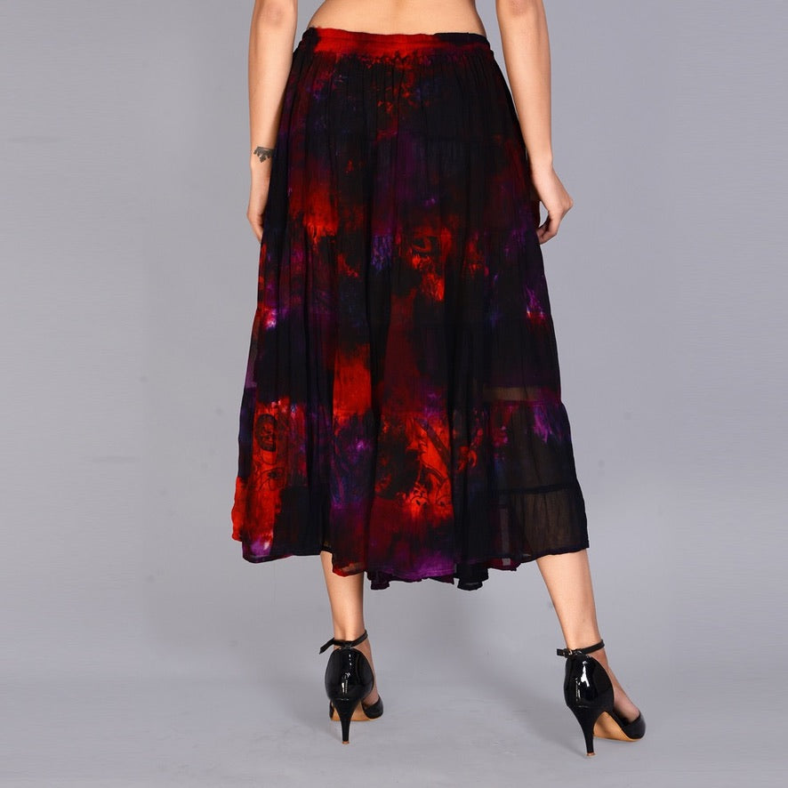 Chiffon Skirt Red/Navy & Purple 3/4 Length