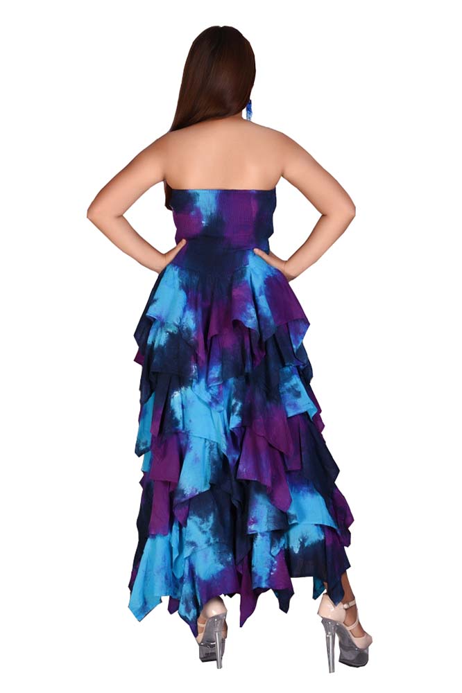 Sky Long Tiered Dress - Blue/Purple Multi