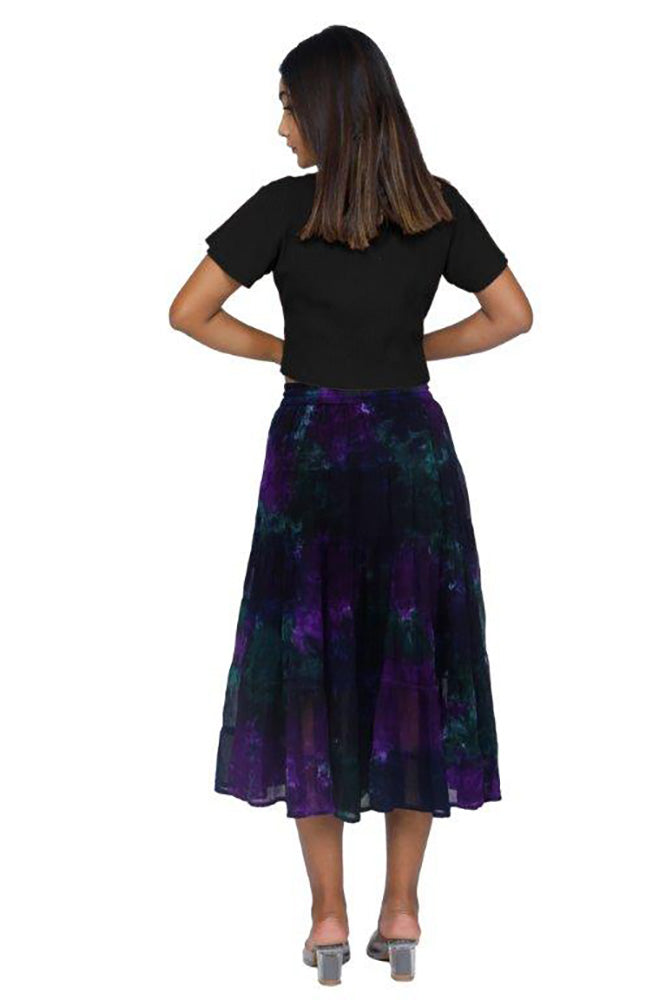 Chiffon Skirt Green & Purple 3/4 Length