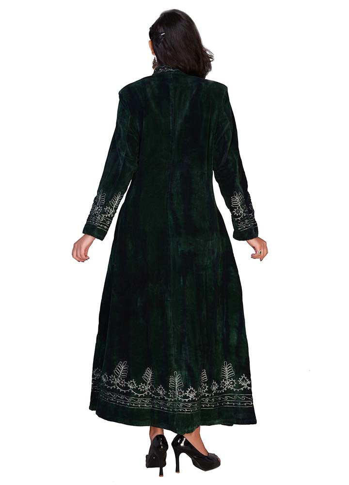 Velvet Coat Long  - Emerald Green