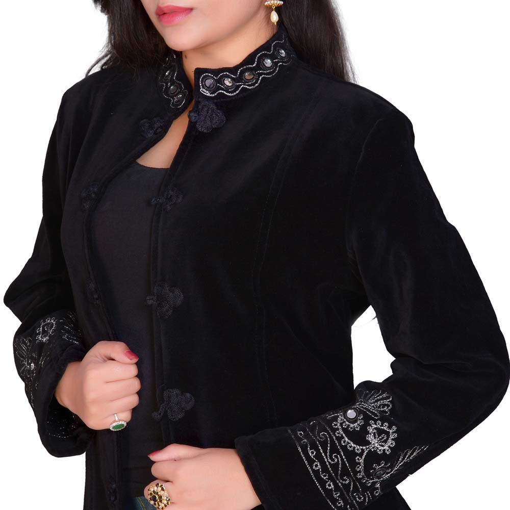Velvet Coat Long -  Black