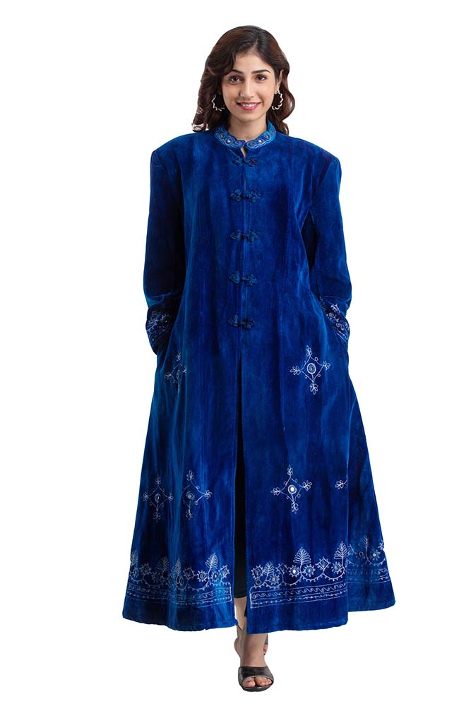 Velvet Coat Electric Blue Long