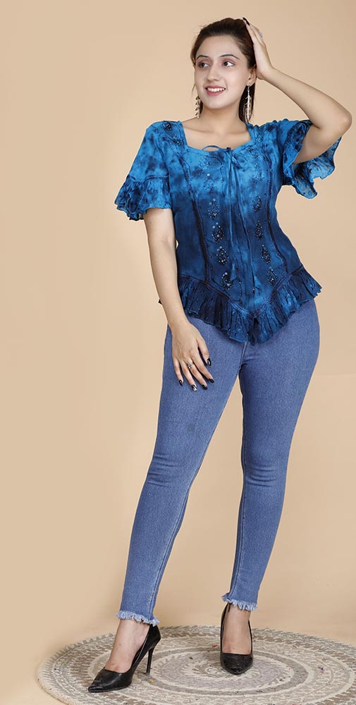 Cotton Sequin Top - Tuquoise