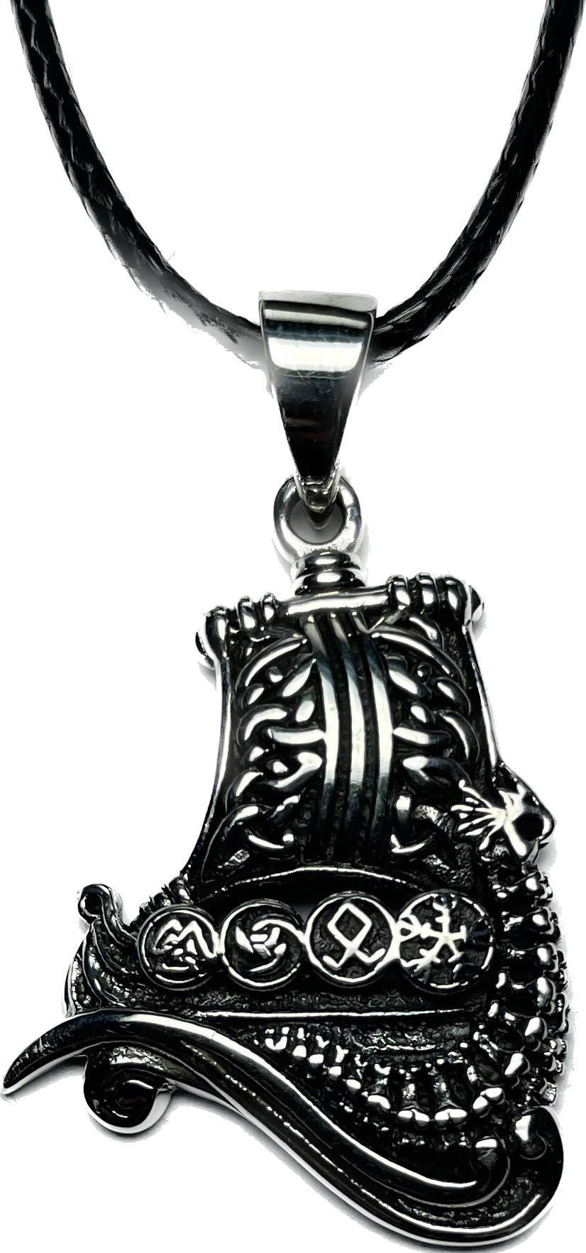 Silver Viking Ship Necklace