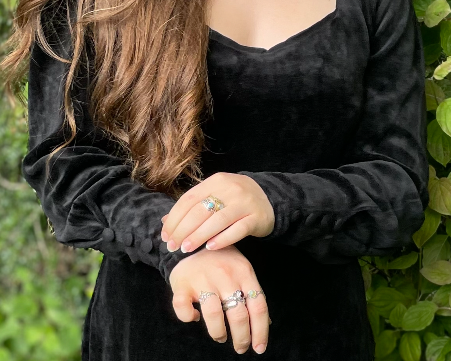 Velvet Long Sleeve Dress in Black