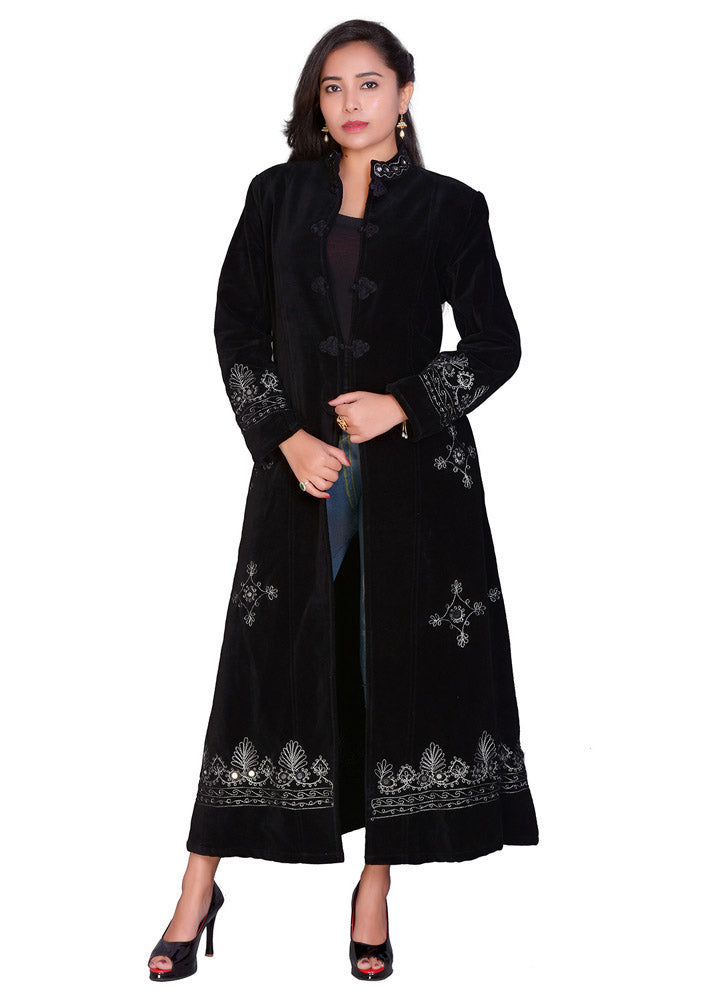 Velvet Coat Long -  Black