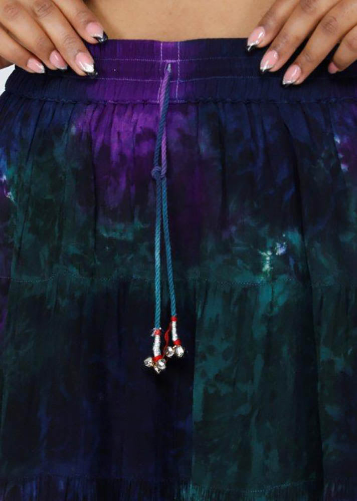 Chiffon Skirt Green & Purple 3/4 Length