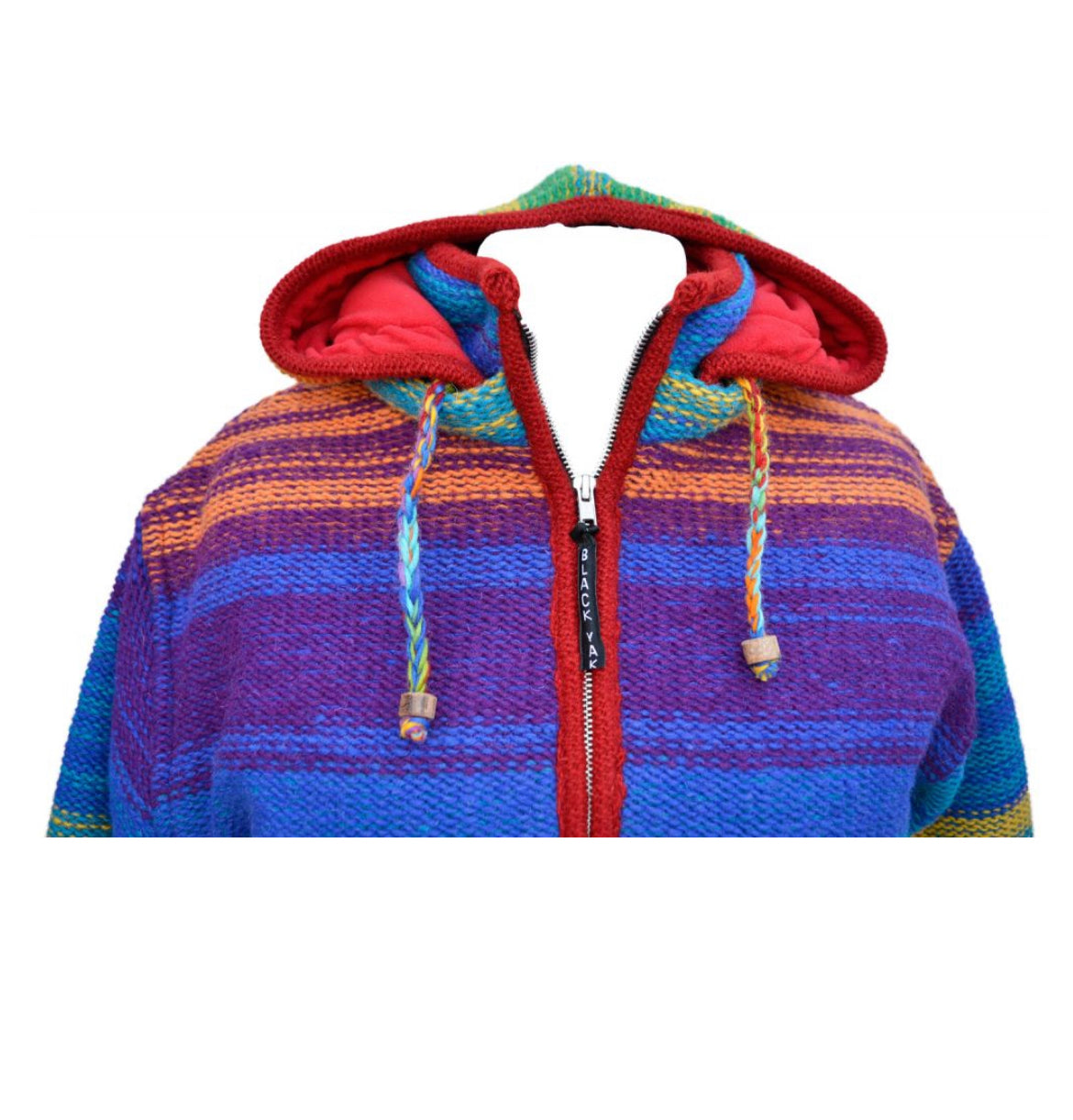 Pure Wool Rainbow detachable Hooded Jacket Size LARGE