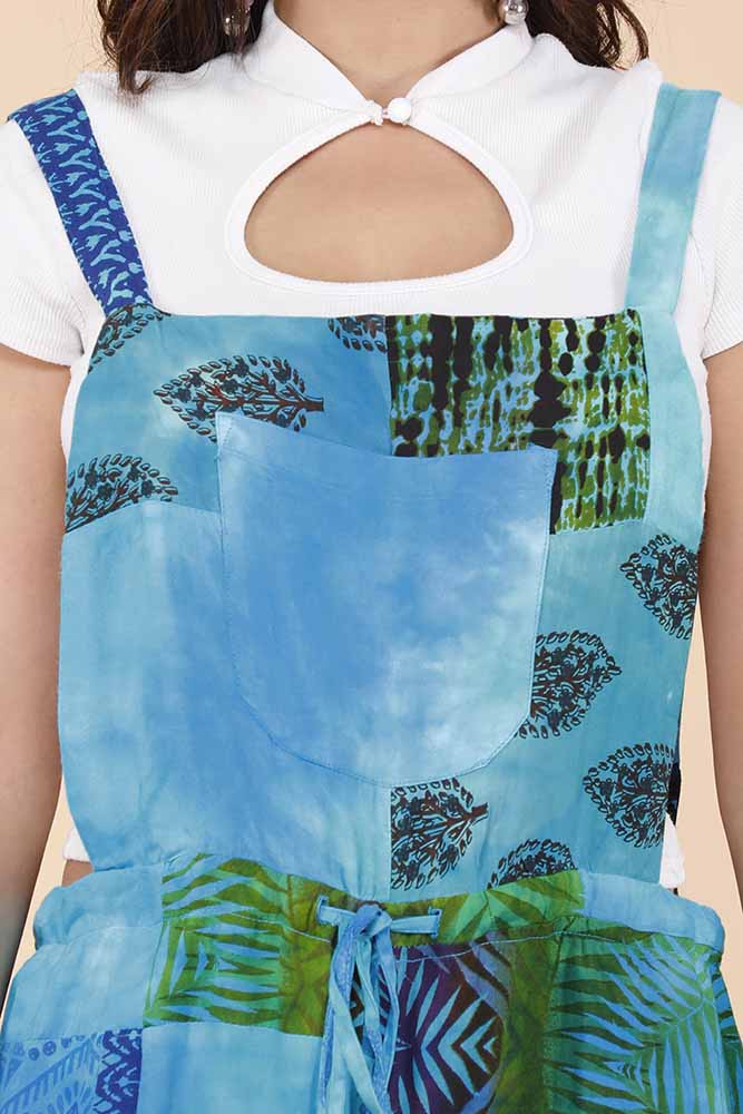 Patchwork Dungarees Turquoise